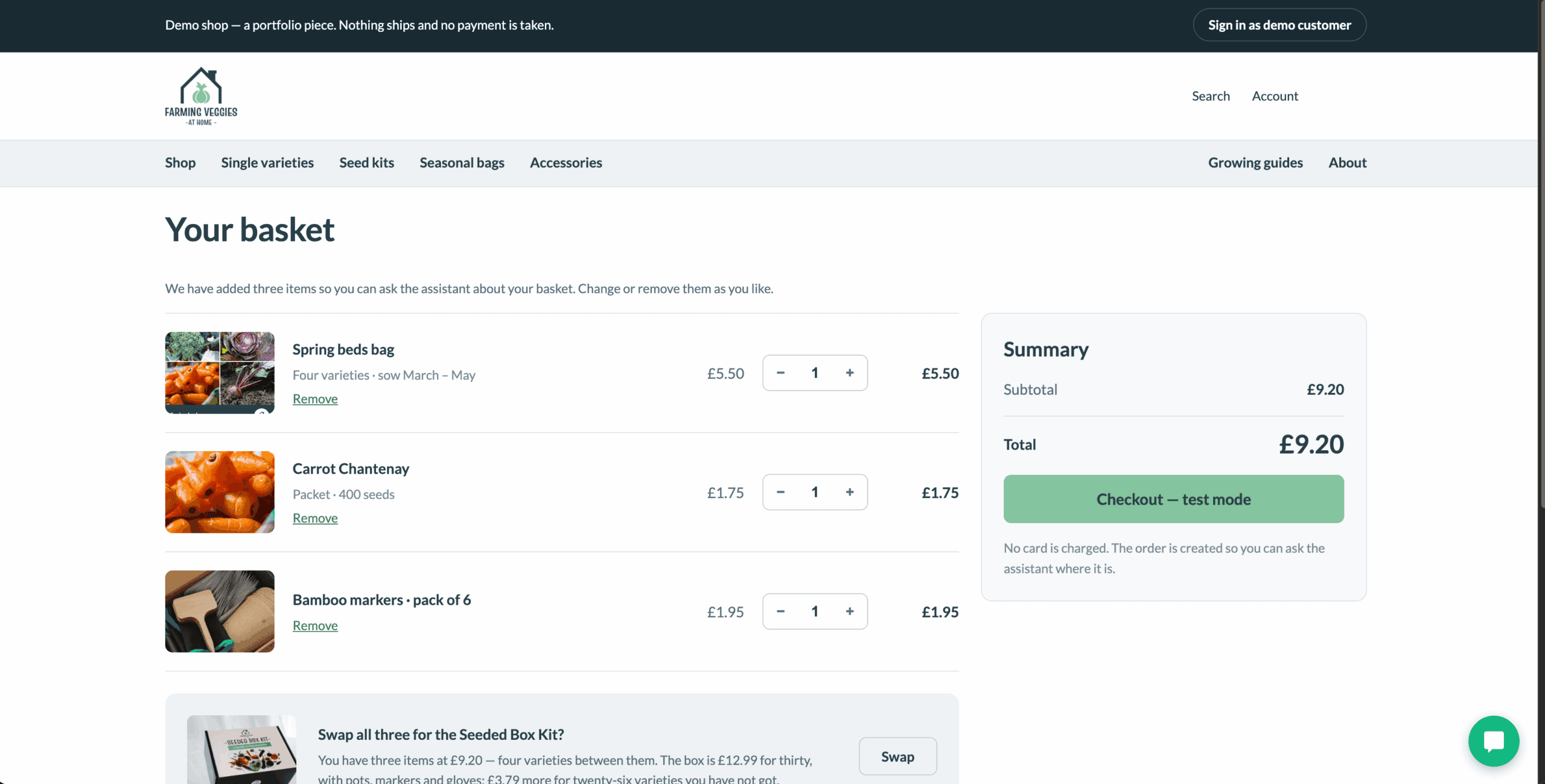 checkout page demo